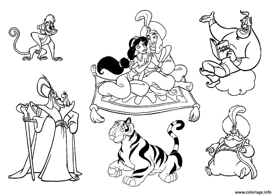 les personnages de aladdin coloriage dessin