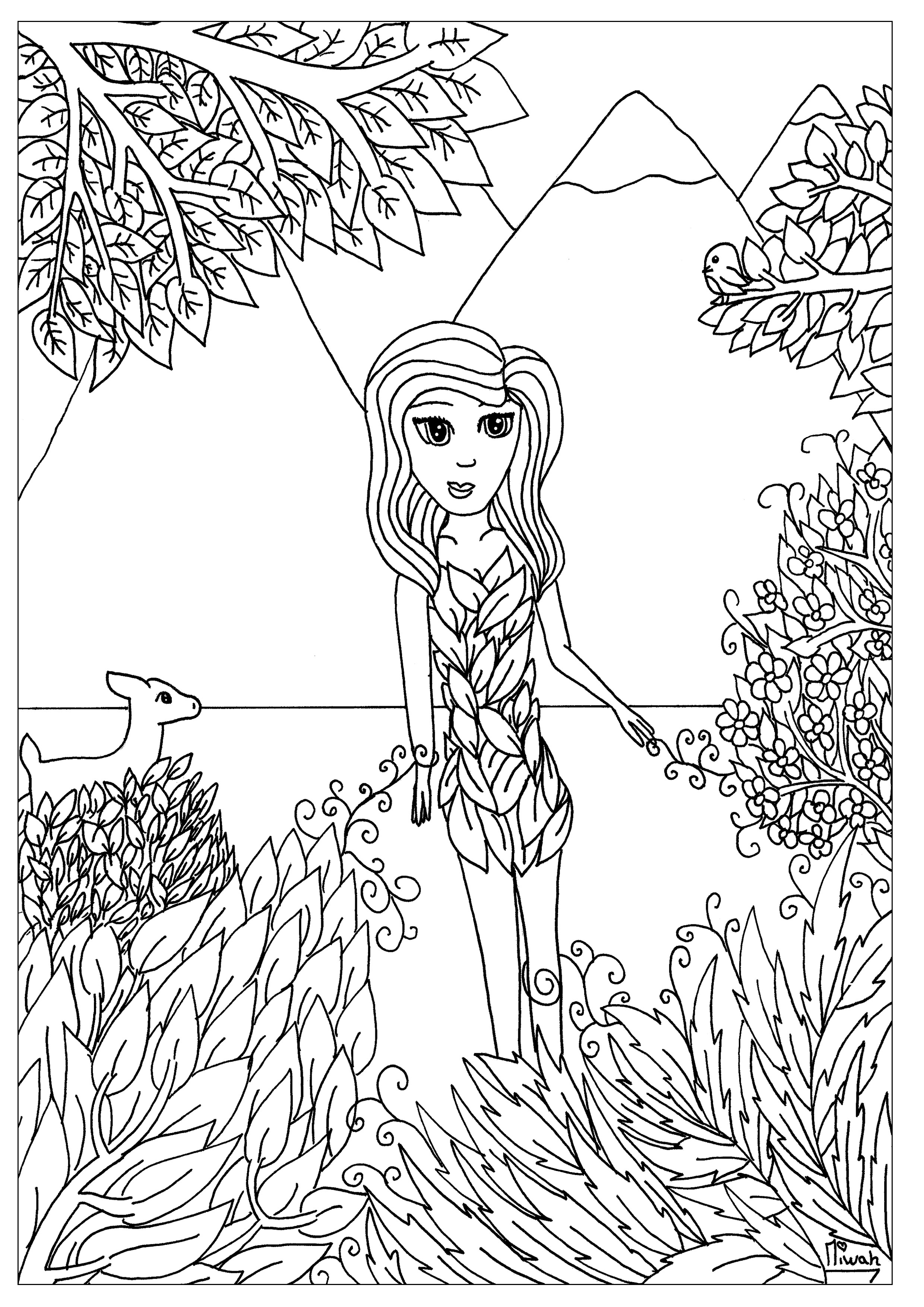 image=anti stress coloriage femme fleur par miwah 1