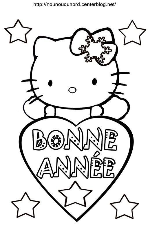3774 coloriage hello kitty bonne annee
