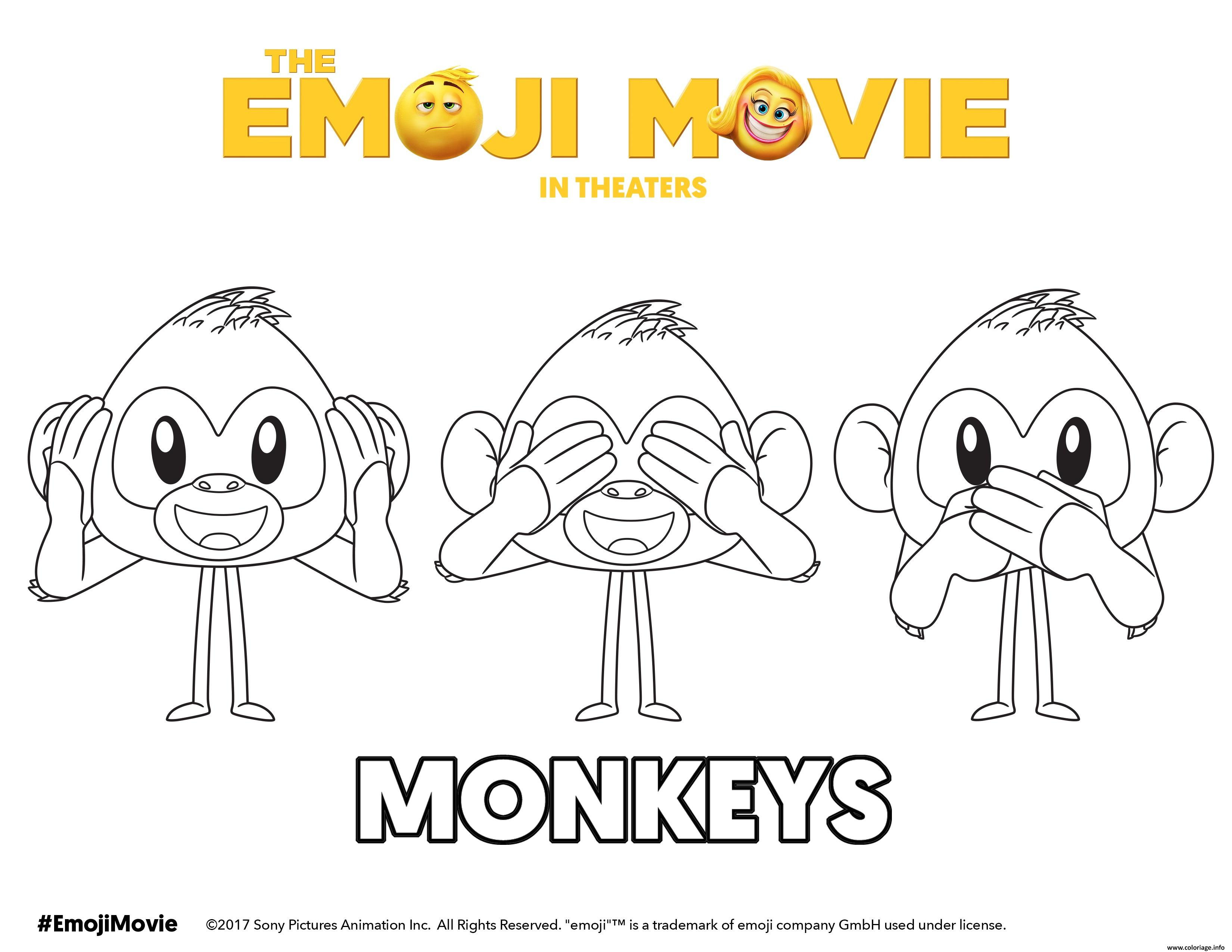 monkeys emoji monde secret des emojis coloriage dessin