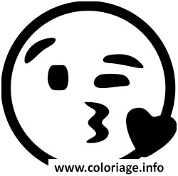 emoji coeur bisou bizou coloriage