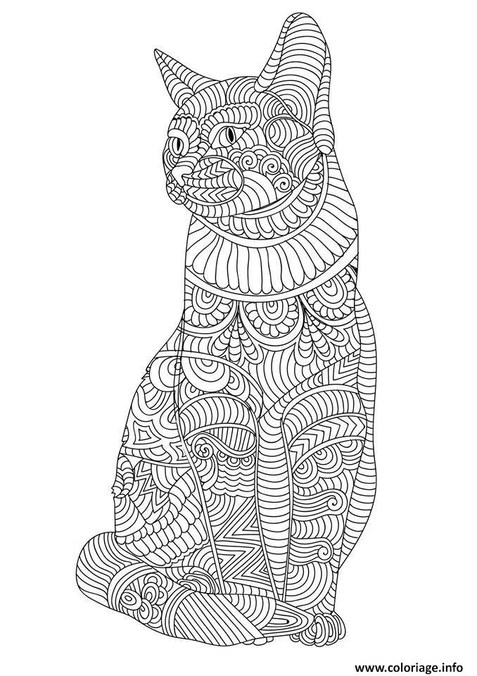 chat mandala adulte cute coloriage dessin