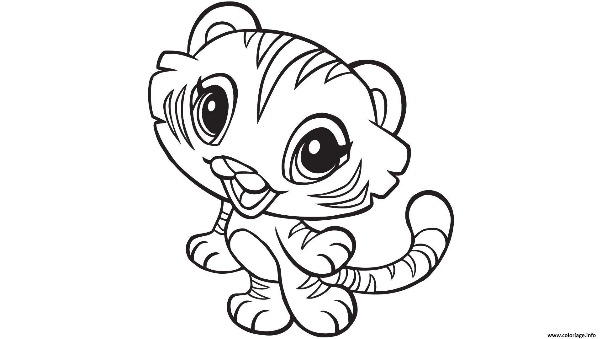 kawaii animaux tigre coloriage dessin