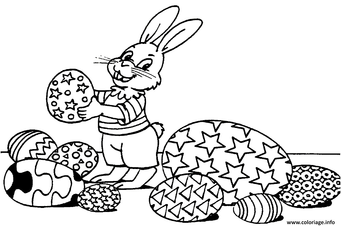 lapin paques oeufs coloriage dessin