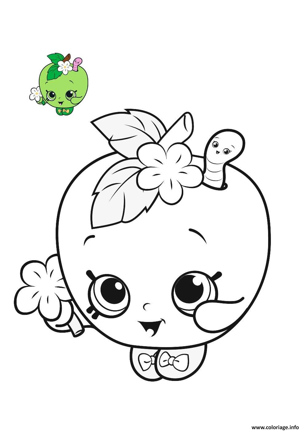 shopkins happy apple pomme coloriage