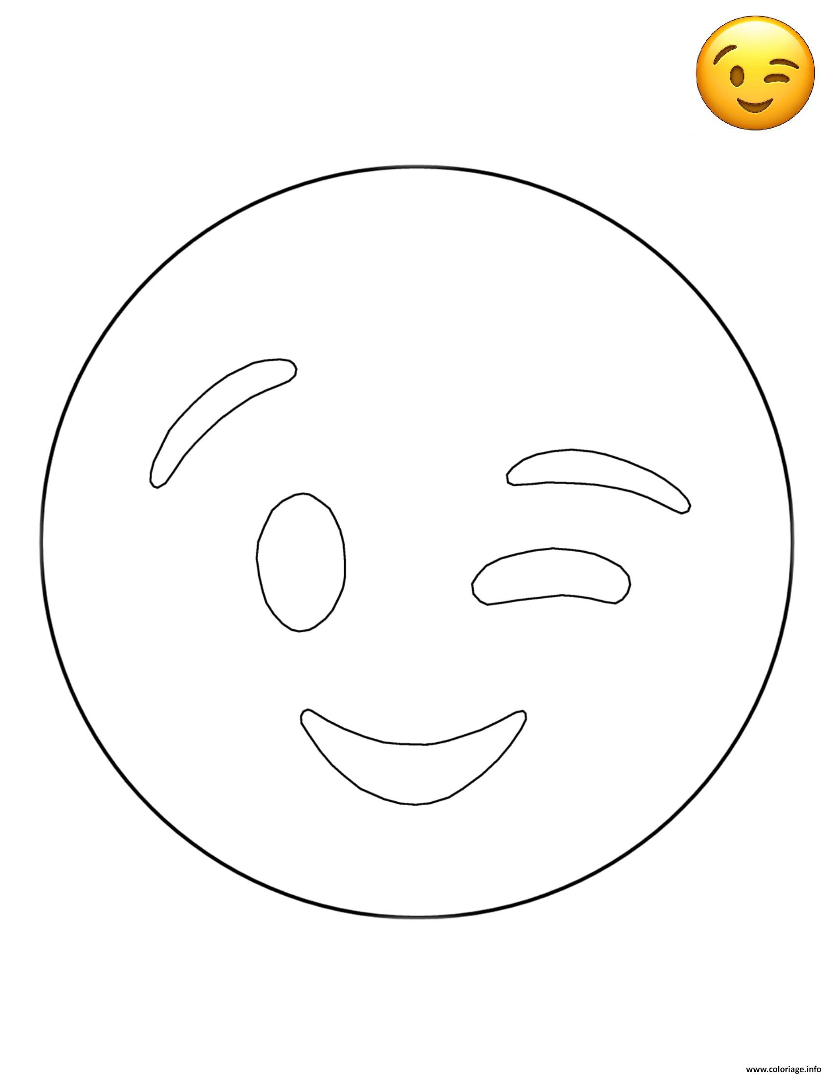 emoji wink smiley coloriage