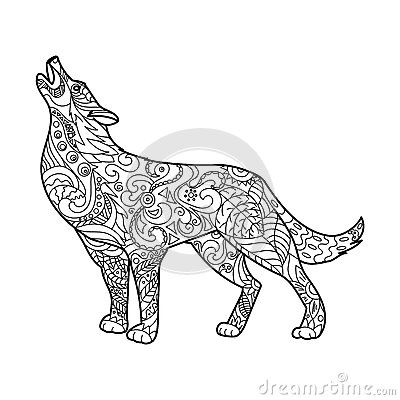 illustration stock livre de coloriage de loup pour le vecteur d adultes image