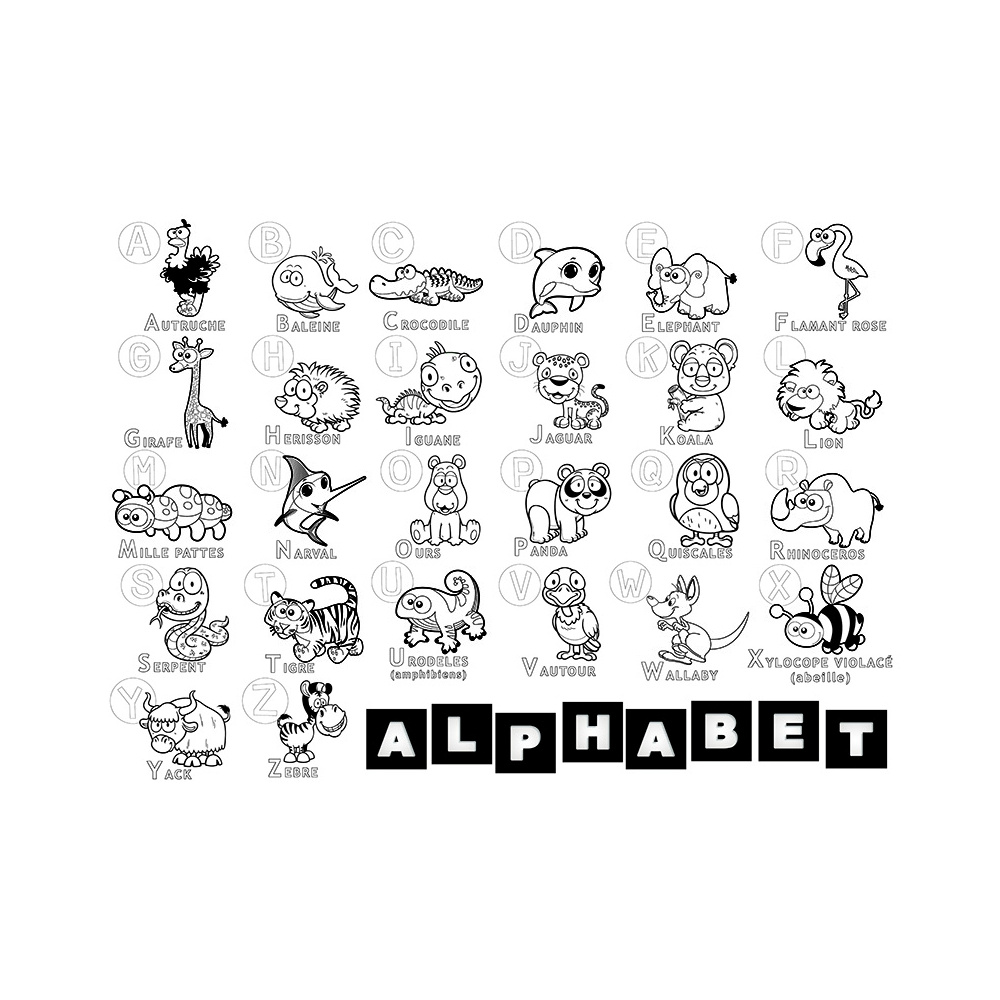 325 poster a colorier alphabet animaux
