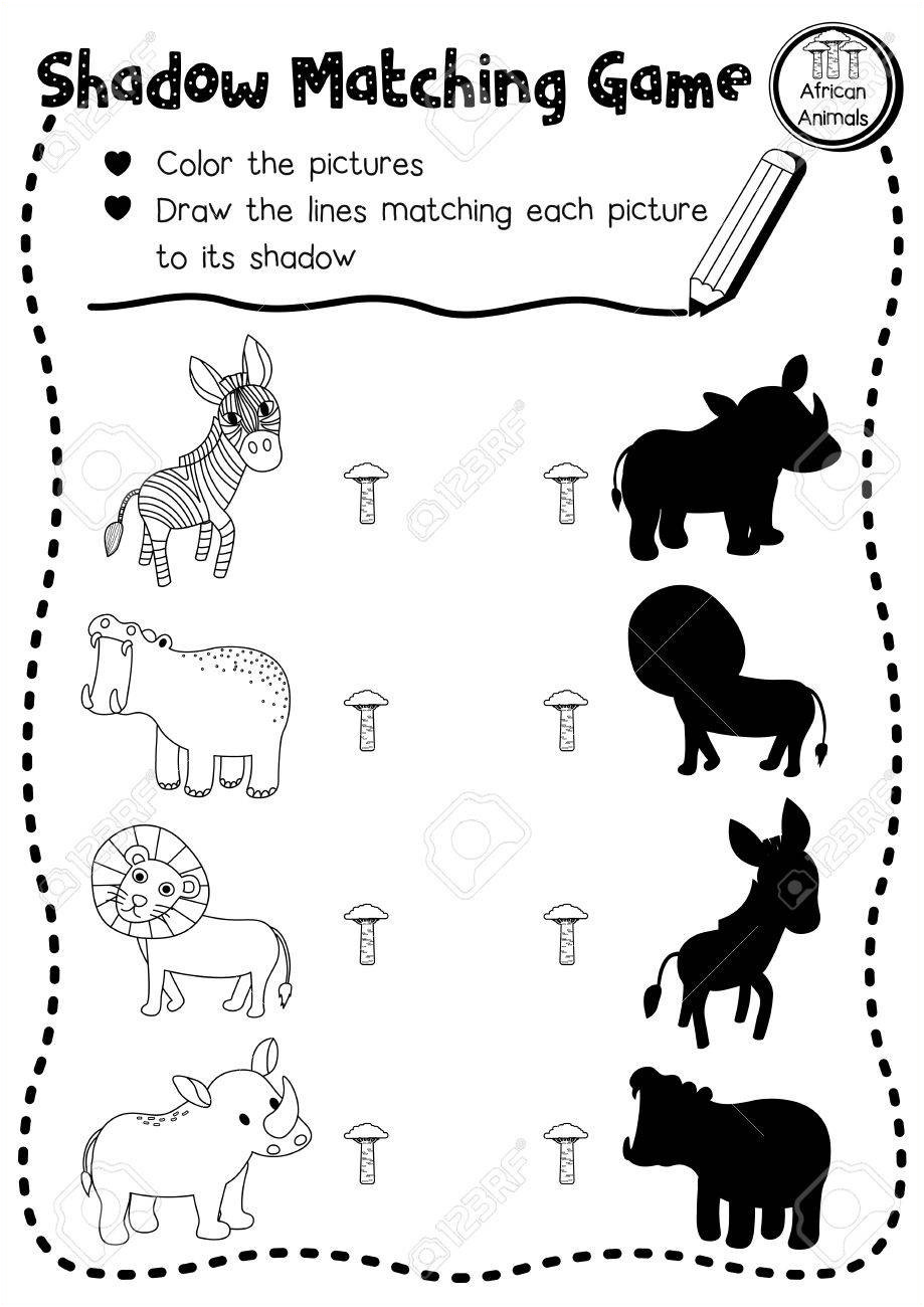 coloriage animaux afrique maternelle aise ombre correspondant jeu d animaux africains pour la mise en page de
