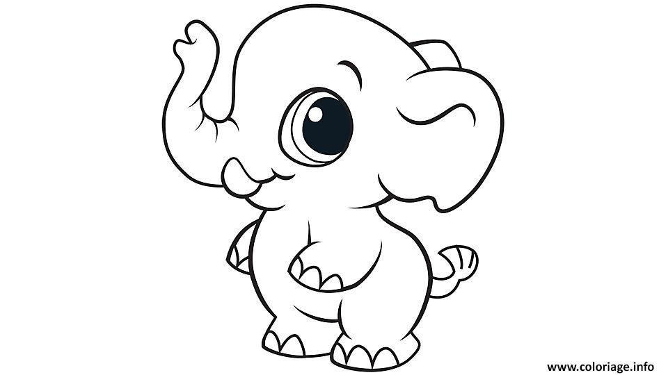 elephant cute mignon animaux coloriage dessin