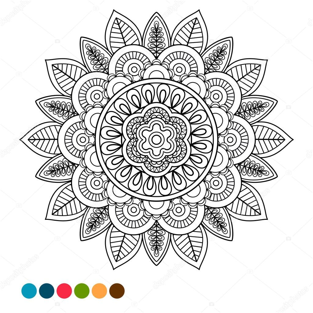 stock illustration circle mandala ornament antistress coloring