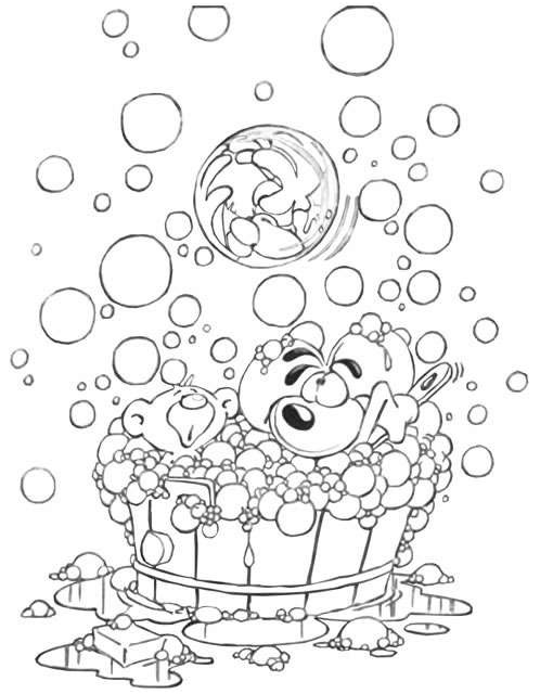 coloriage Diddl bain