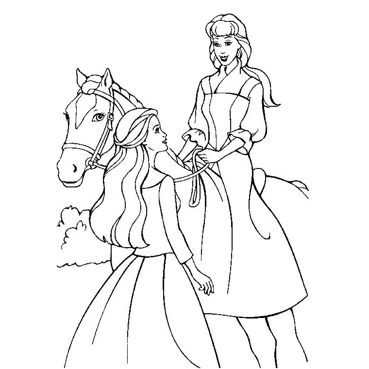 coloriage barbie et son cheval
