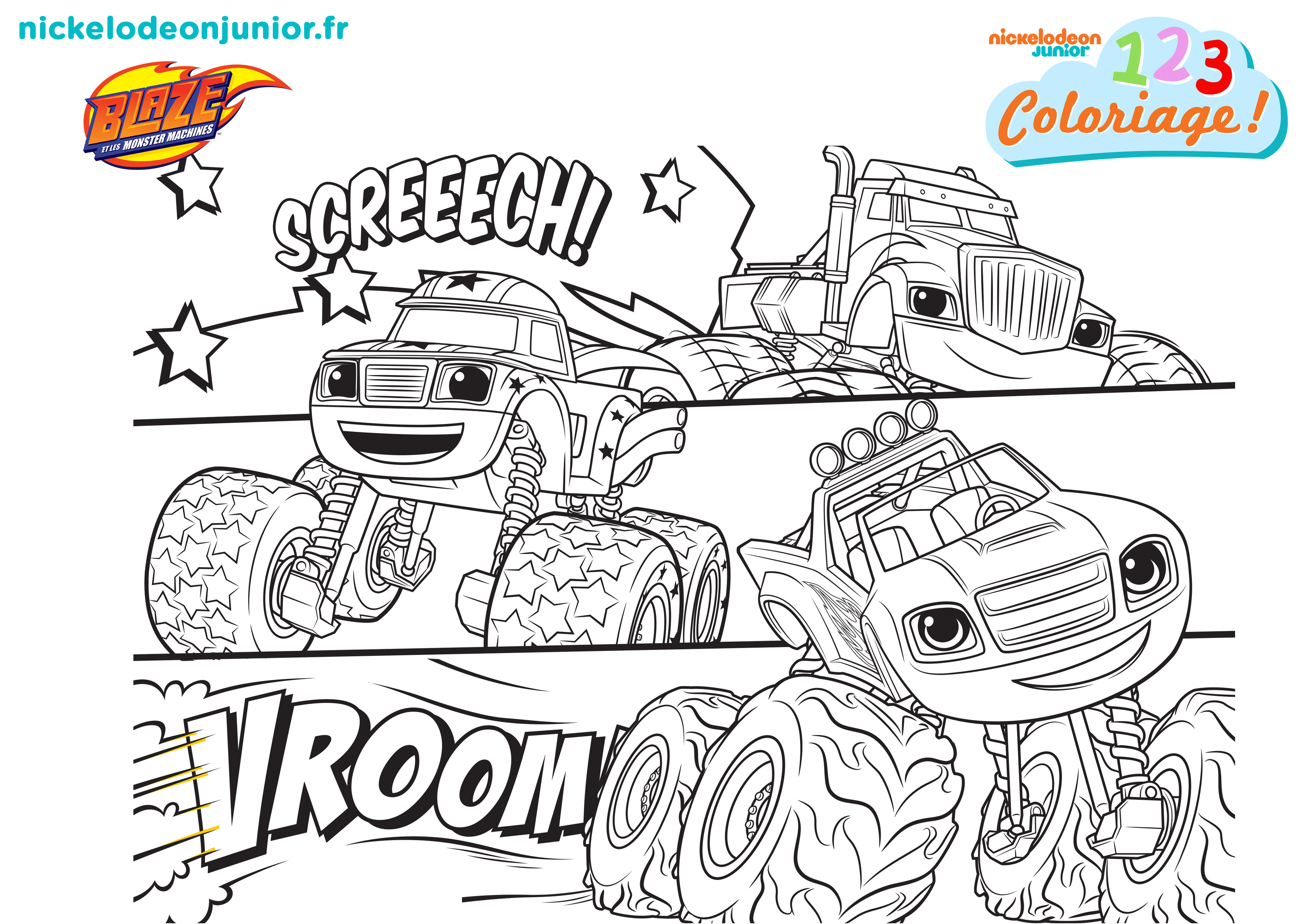 1 2 3 coloriage blaze et les monster machines screech vroom concernant coloriage blaze et les monster machine a imprimer