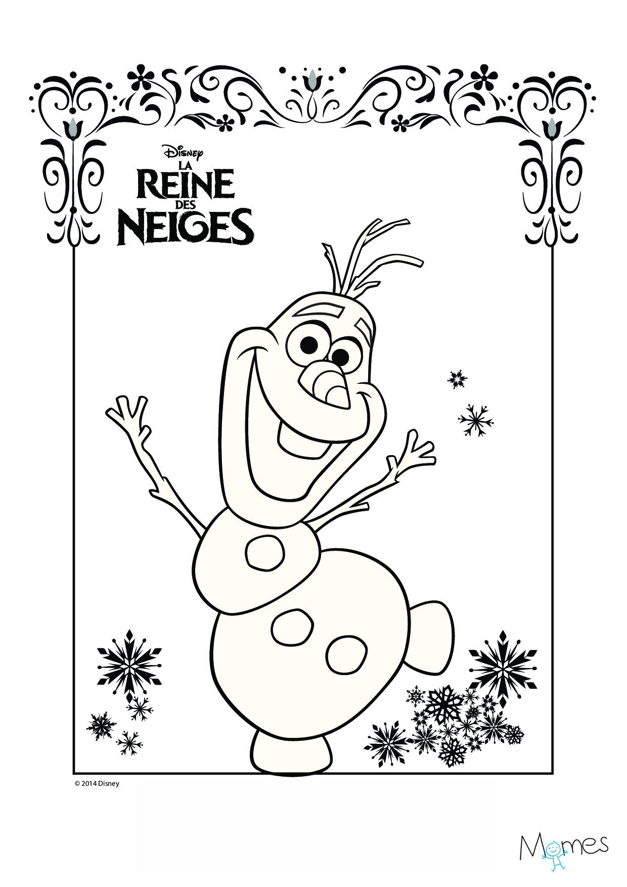 Coloriage Reine des Neiges Olaf