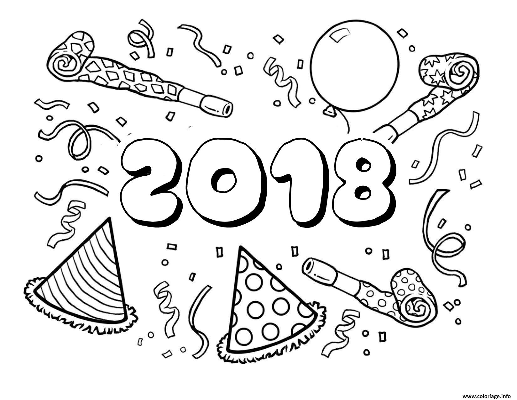 2018 nouvel an bonne annee coloriage