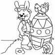 Coloriage paques lapin oeuf brouette