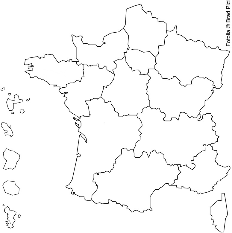 carte France region a colorier