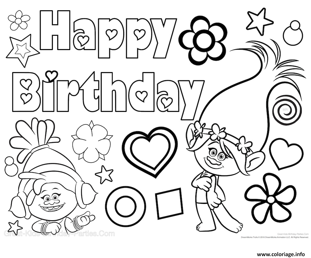 bonne fete happy birthday poppy trolls coloriage
