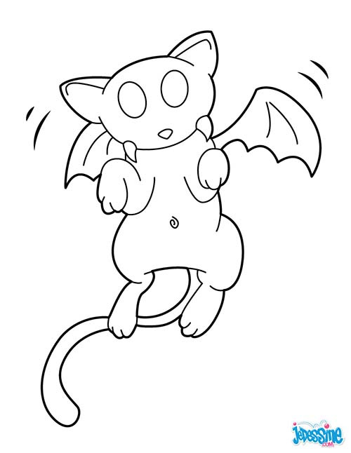 coloriage chat halloween chat vampire volant