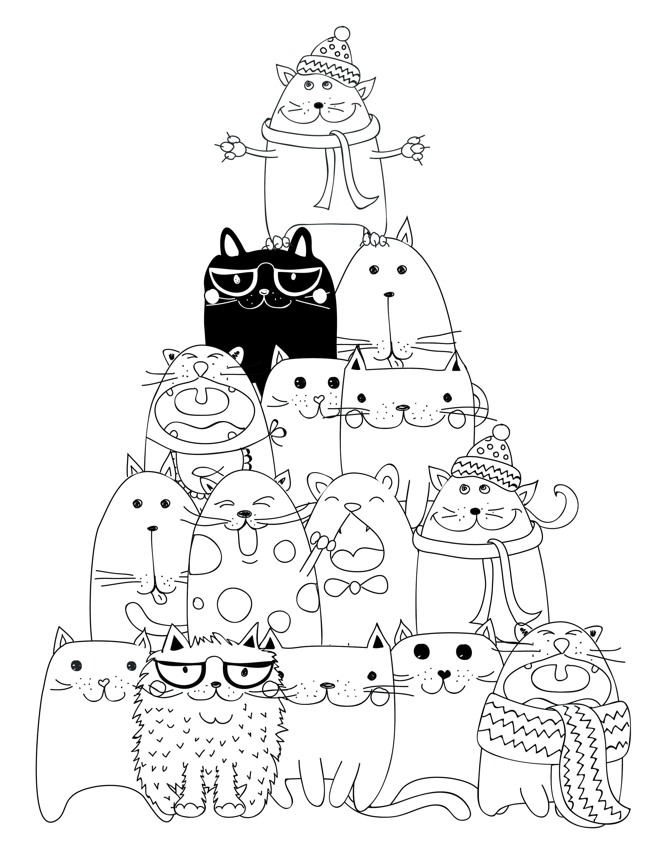 dessin imprimer pyramide chat coloriage