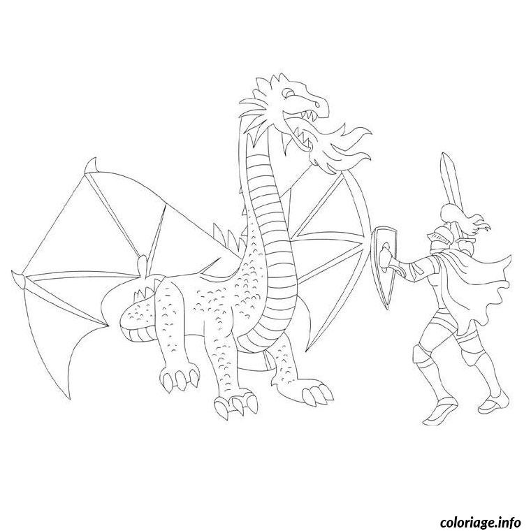 dragon et chevalier coloriage 353