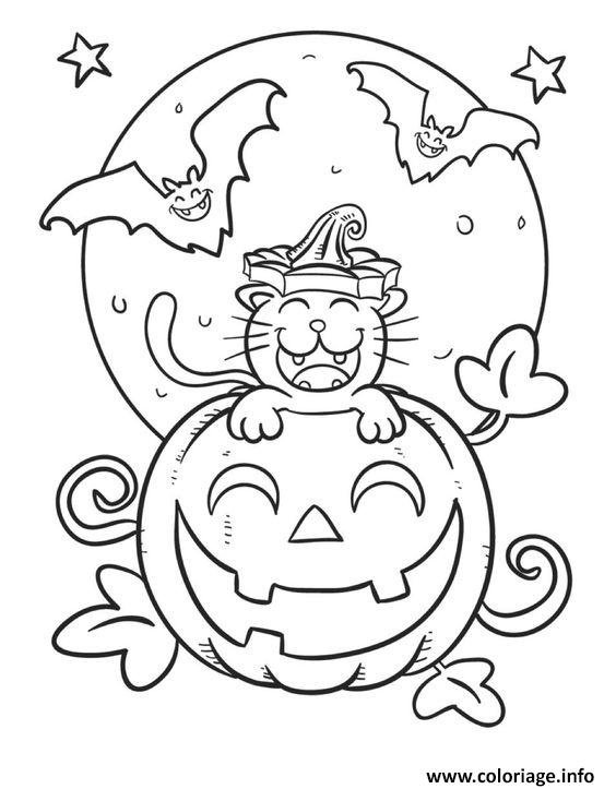 halloween citrouille souriant coloriage dessin