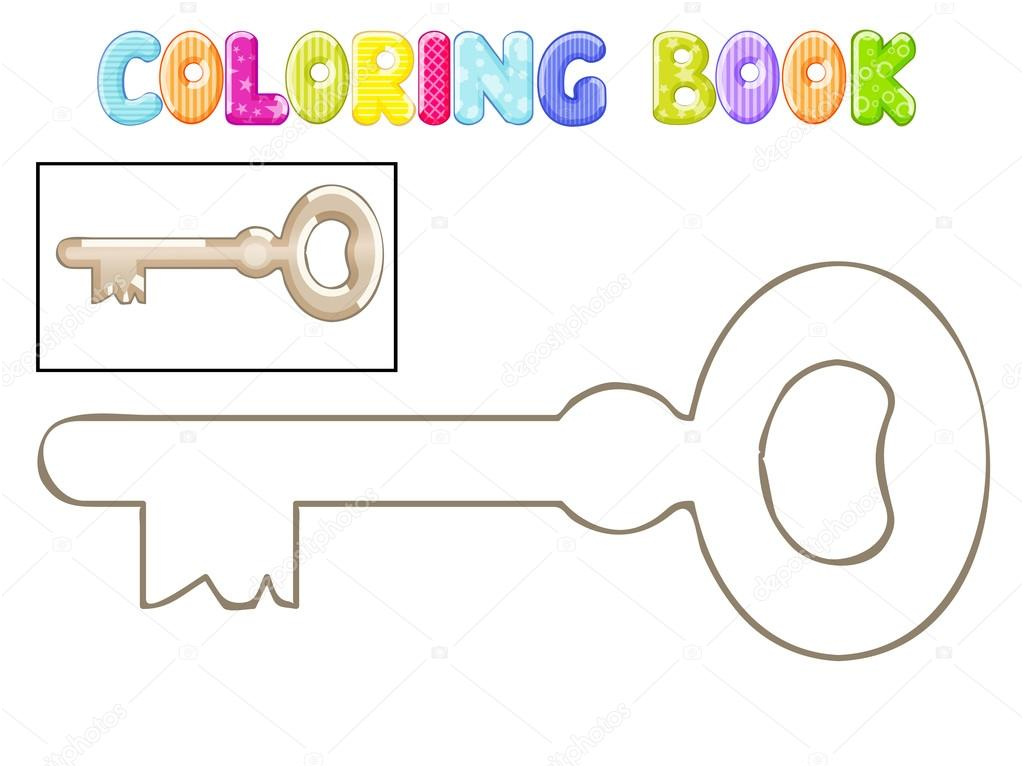 stock illustration coloring old metal key