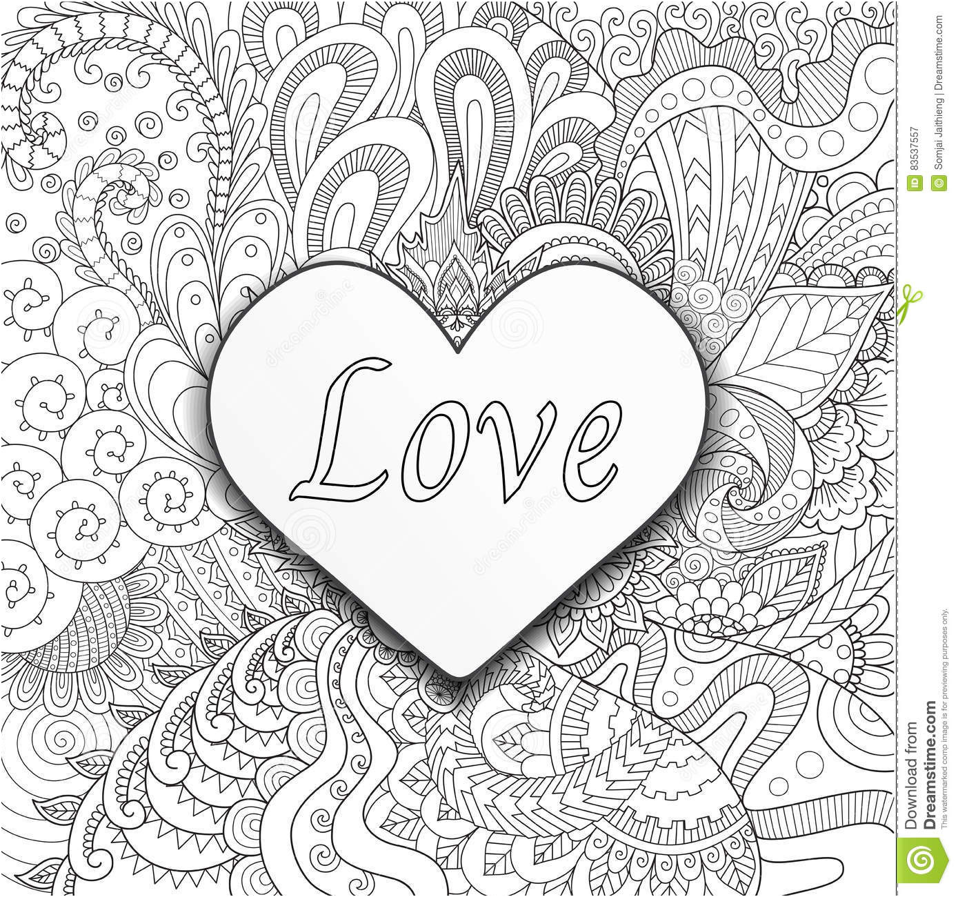 illustration stock coeur des fleurs livres coloriage carte d adulte valentines image