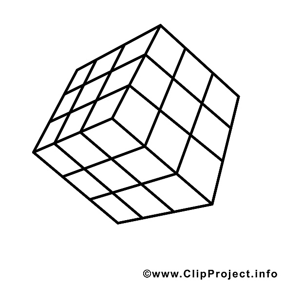 cube de rubik clip art – école image à colorier
