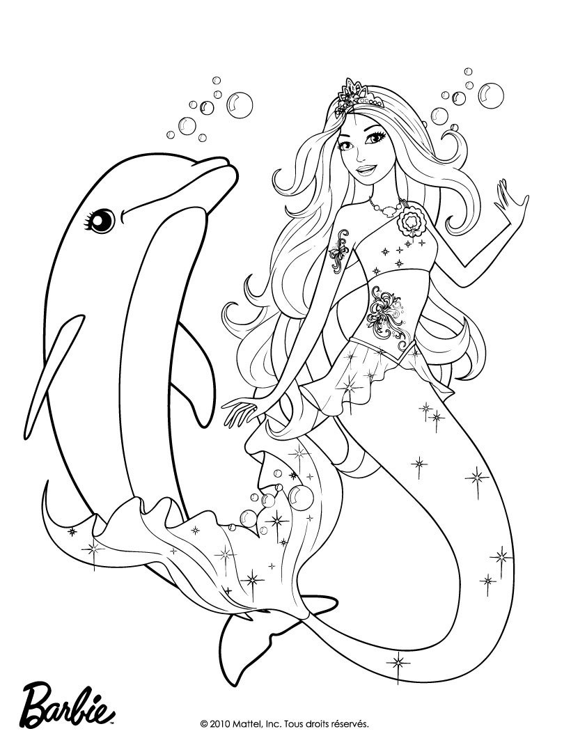 coloriage sirene et dauphin