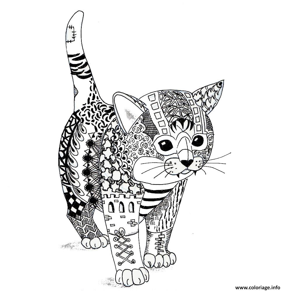 chaton chat adulte mandala coloriage dessin