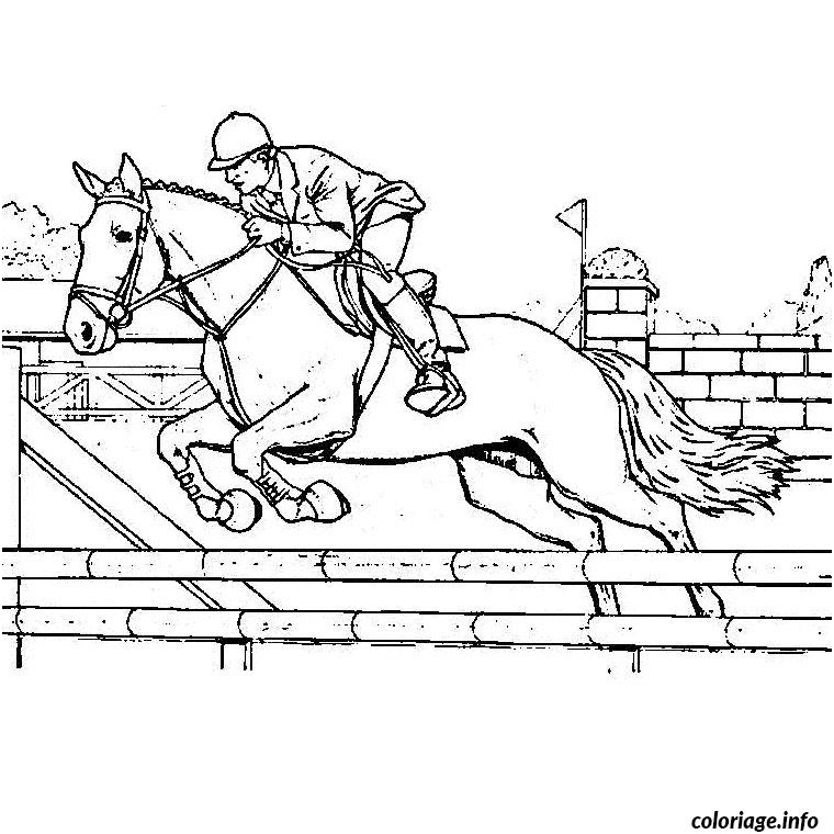 chevaux saut coloriage dessin 330