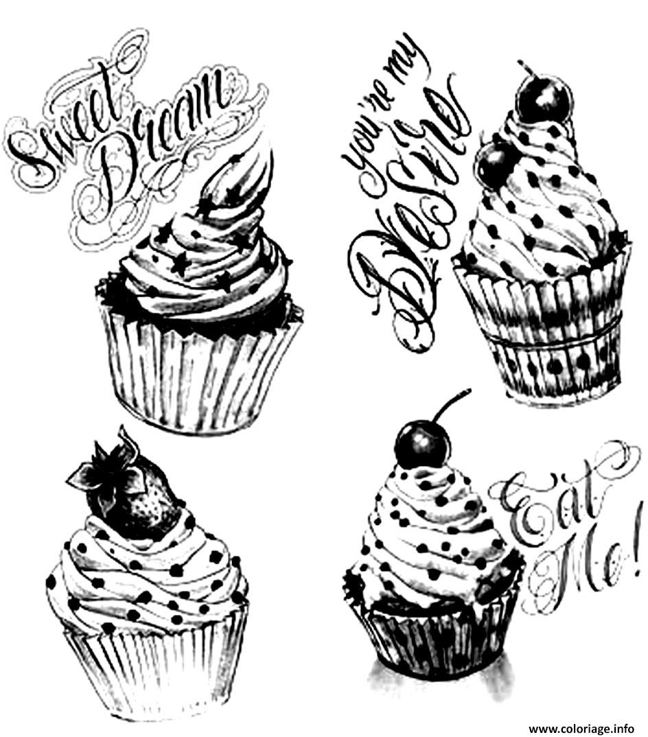 adulte cupcakes vintage coloriage