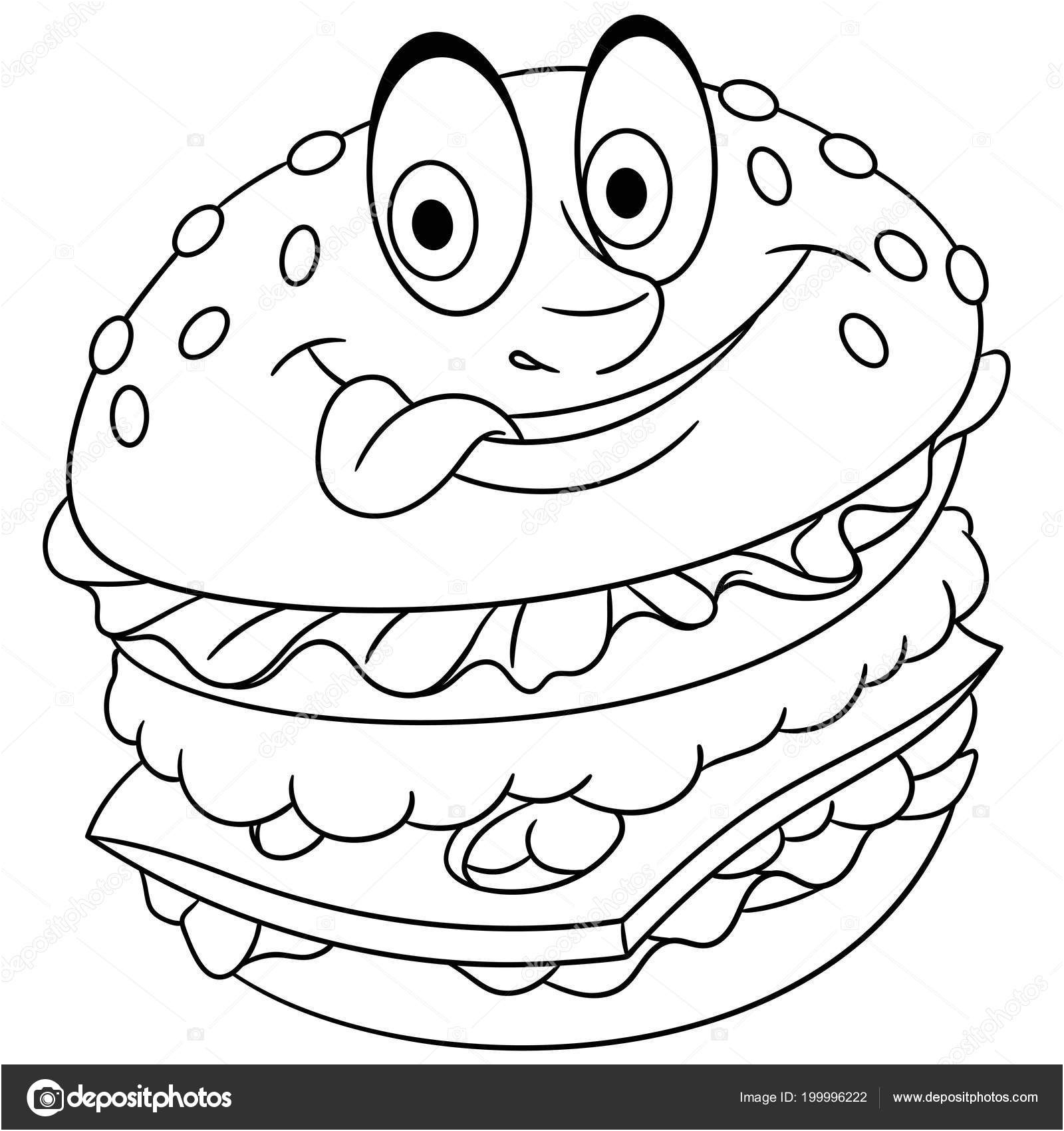 stock illustration burger hamburger cheeseburger coloring page