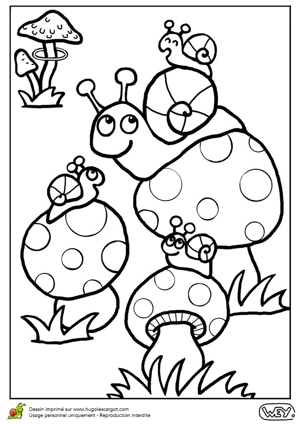 hugo l escargot coloriage gratuit a imprimer de paques coloriage maman et bebes escargots champignons