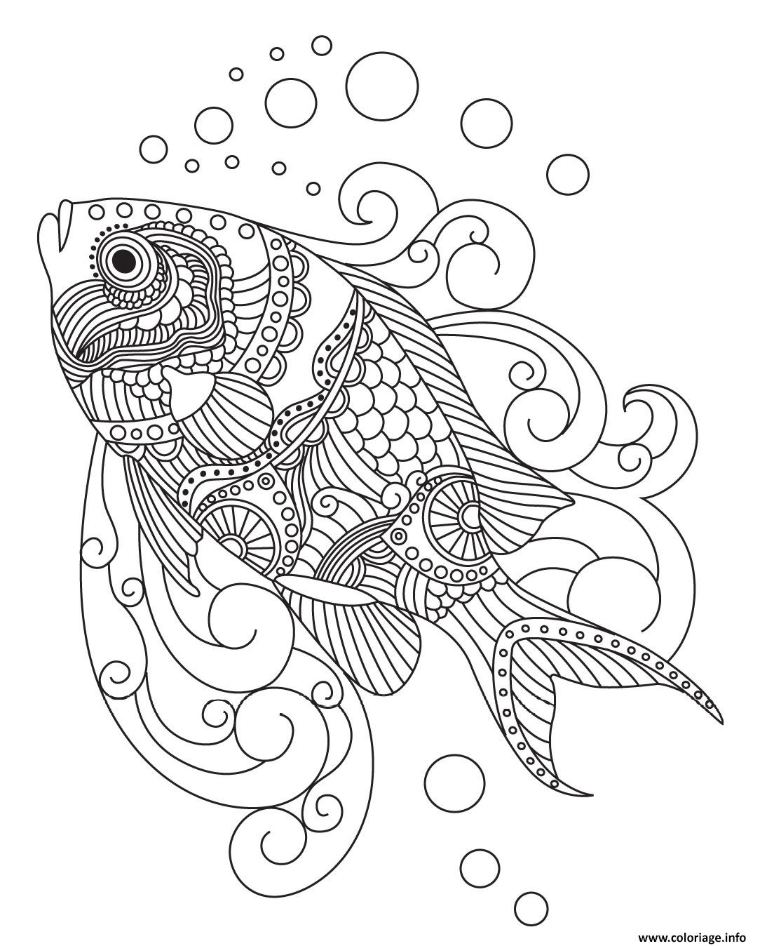 poisson mandala adulte coloriage dessin