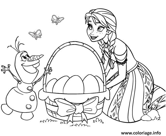 paques a imprimer elsa et olaf reine des neiges coloriage dessin