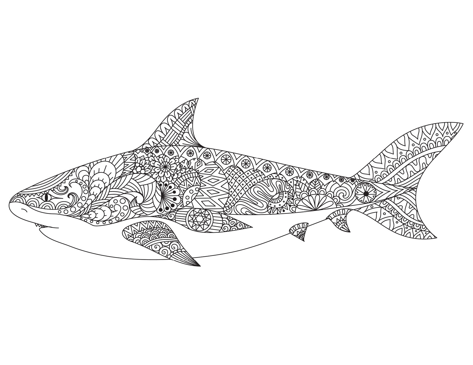 dessin pour adulte antistress requin imprimer