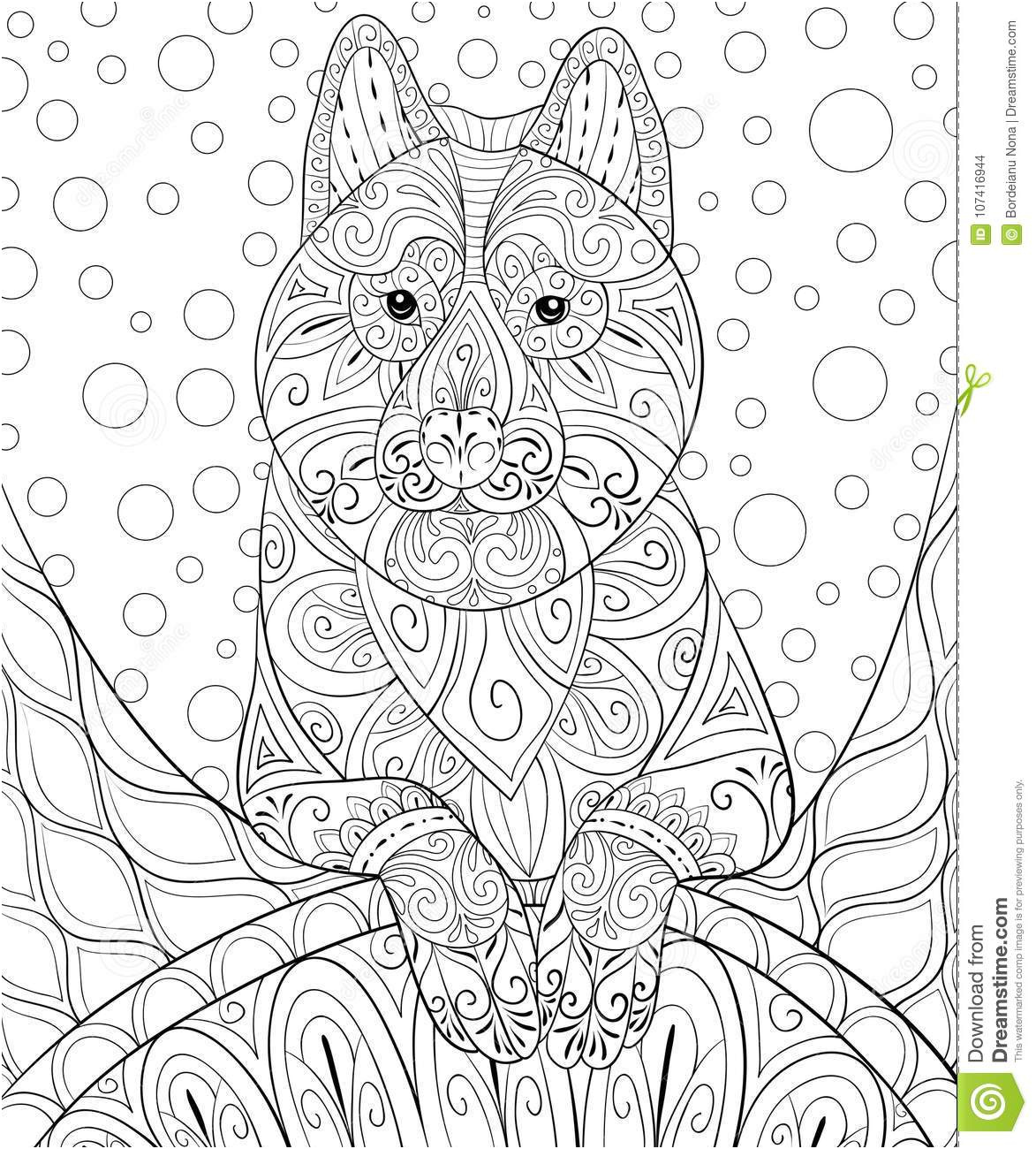 livre coloriage adulte paginent chien mignon fond abstrait détente illustration style d art zen image