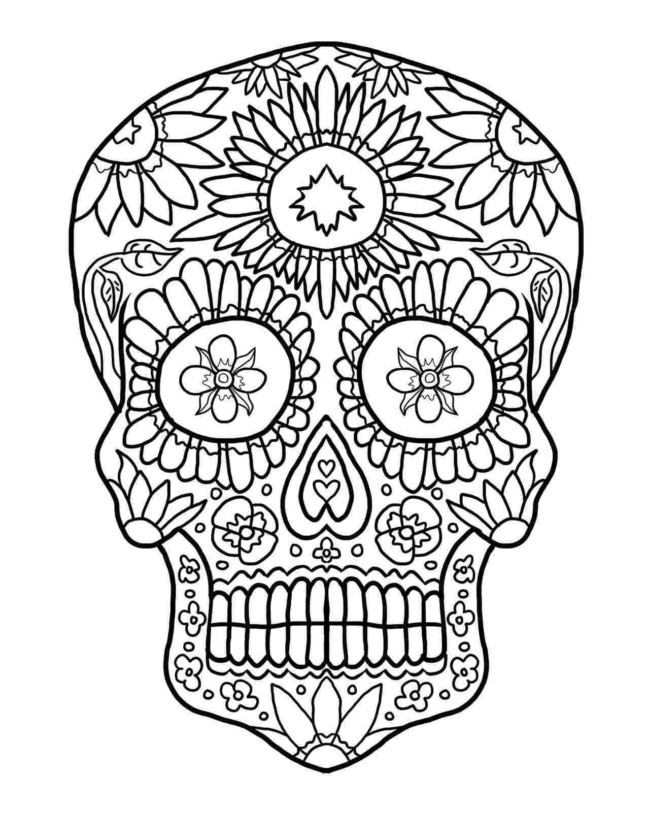 dessin tete de mort a colorier coloriage mexicain