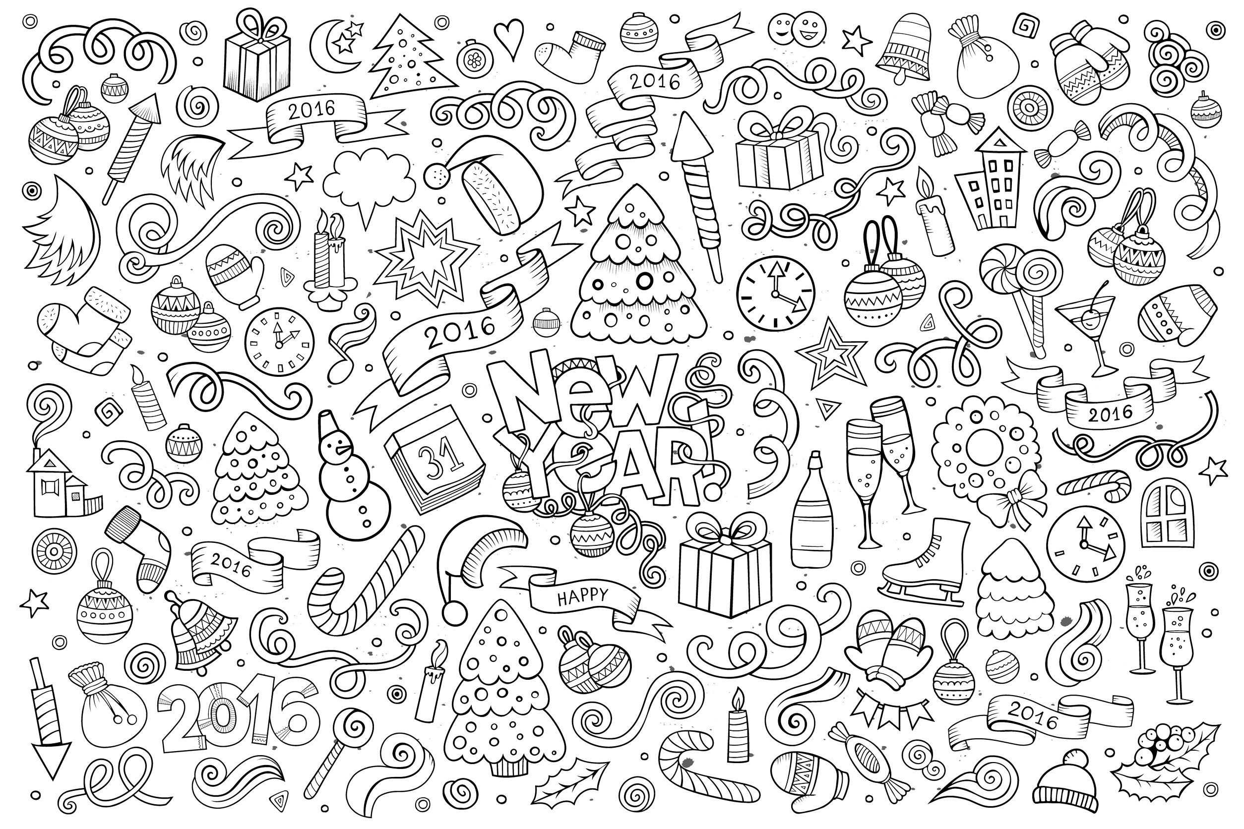 image=doodle art doodling coloring doodle happy new year 2016 by balabolka 1
