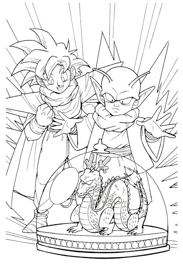 coloriage dragon ball z sangoku et Dende