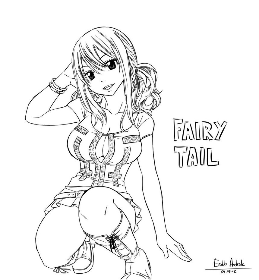 dessin a colorier fairy tail natsu et lucy