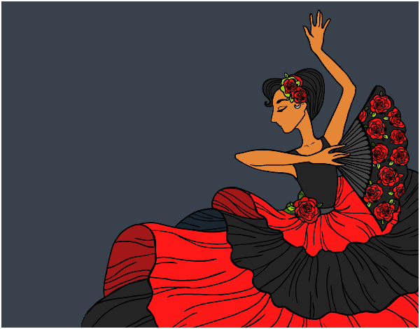 femme flamenco colorie par kake2