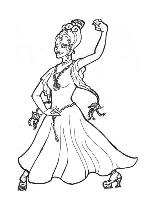 dibujo para colorear princesa flamenca i6027