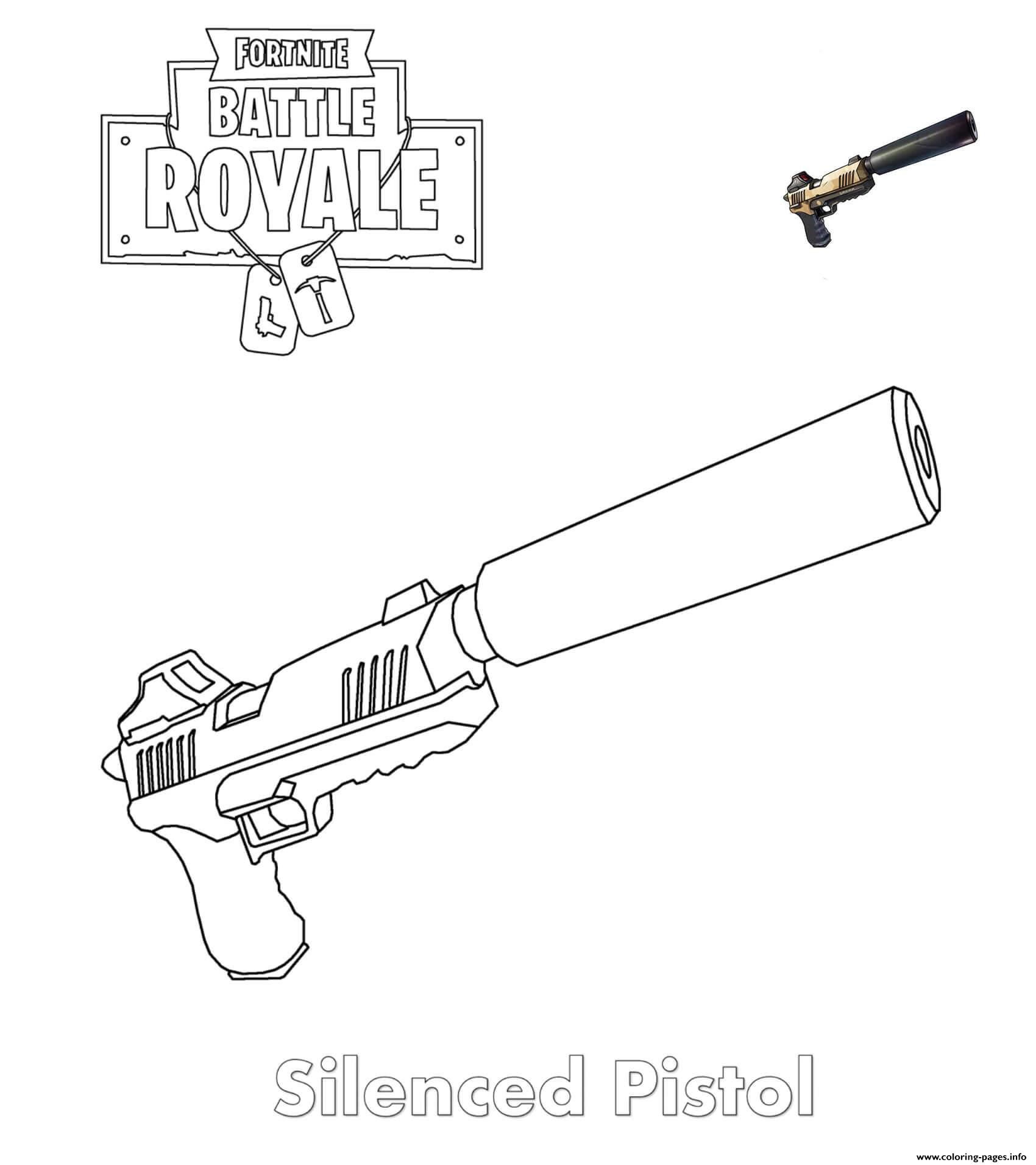 silenced pistol fortnite printable coloring pages book