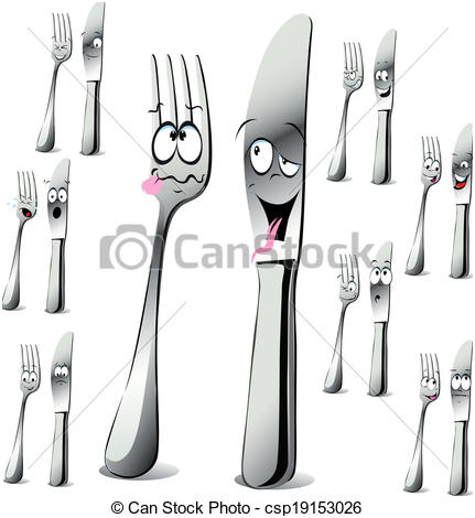 fourchette dessin animé couteau