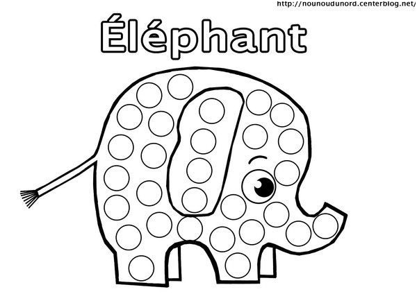 3558 coloriage elephant a gommettes