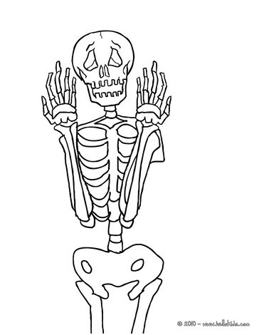 gruseliges skelett von vorne zum ausmalen